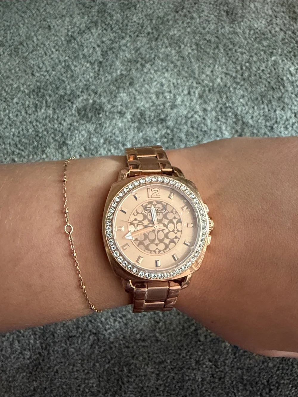 Coach Rose Gold Tone Crystal Accent Women's Watch